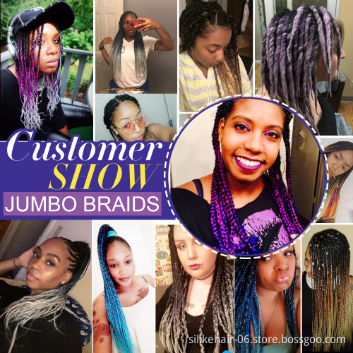 Jumbo Braiding Hair Extensions 24" 100g 10 Colors Glowing Hair in the Darkness Synthetic African Crochet Braids Hair  Extensions